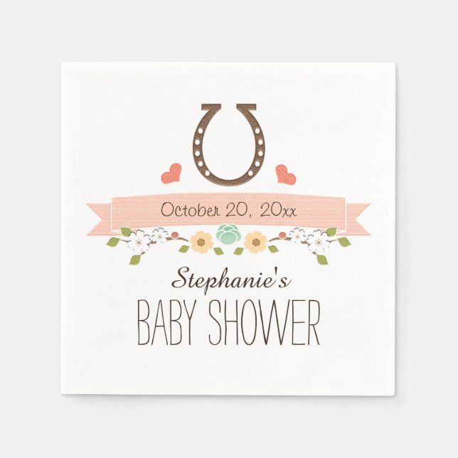 Serviette Jetable Chaussure rose rousse Western Baby Girl Douche (Devant)