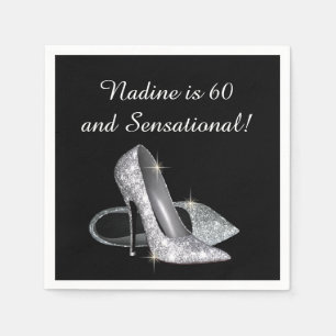 Serviette Jetable Chaussures Parties scintillant Argent Anniversaire