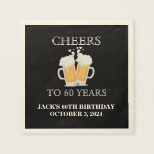Serviette Jetable Cheers Surprise 60e Anniversaire Ecru Papier Napki