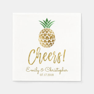 Serviette Jetable Cheers Tropical Hawaiian Mariage Ananas Blanc