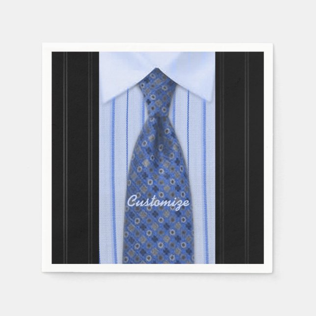 Serviette Jetable Chemise bleue et Cravate Mens Suit serviettes (Devant)