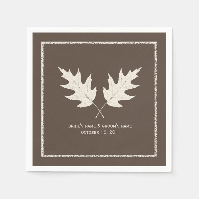 Serviette Jetable Chêne Feuille Mariage d'automne Napkins (Devant)