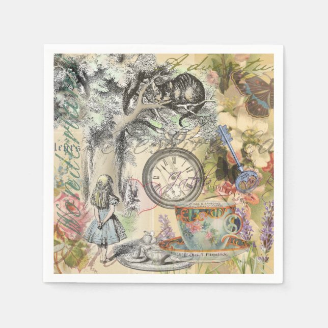 Serviette Jetable Cheshire Chat Alice Wonderland Classic (Devant)