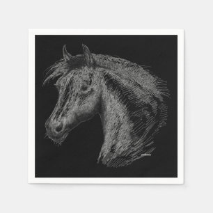 Serviette Jetable Cheval : Noir