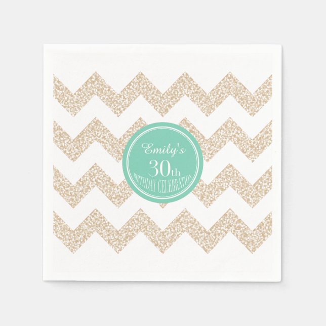 Serviette Jetable Chevron 30e Anniversaire P Napkin Choisissez la co (Devant)