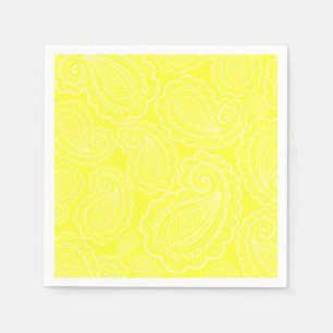 Serviette Jetable Chic Jaune Paisley Floral Design Mariage