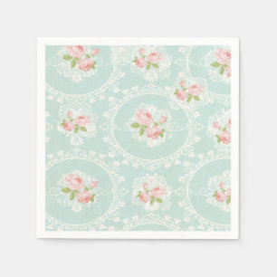 Serviette Jetable Chic Mint Shabby et Cocktail rose serviettes