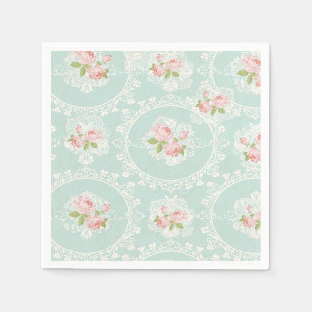 Serviette Jetable Chic Mint Shabby et Cocktail rose serviettes (Devant)