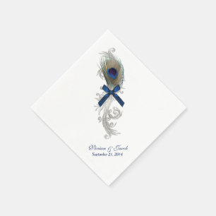 Serviette Jetable Chic Peacock Feather Custom Wedding Napkins
