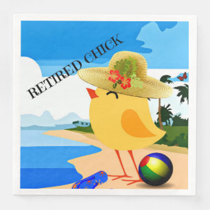 Serviette Jetable Chick à la retraite, design coloré