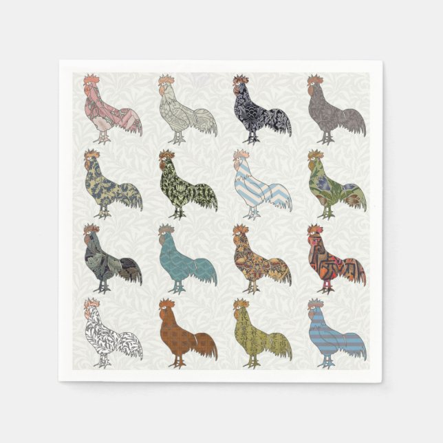 Serviette Jetable Chicken Rooster Coloré ferme Motif (Devant)