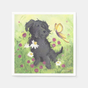 Serviette Jetable Chien de griffonnage de Labradoodle/serviettes de