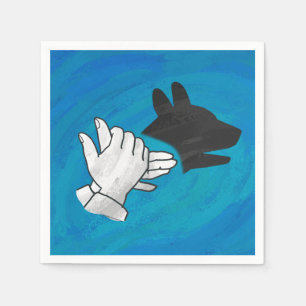 Serviette Jetable Chien Ombré sur bleu