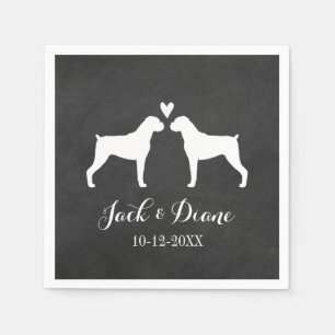 Serviette Jetable Chiens Boxers Couple de Mariés avec Texte Personna
