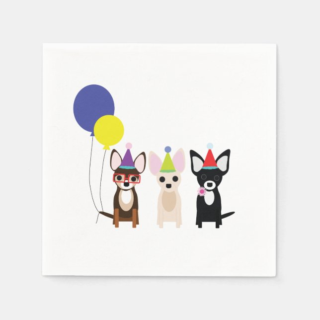 Serviette Jetable Chihuahua Annithday Napkins (Devant)
