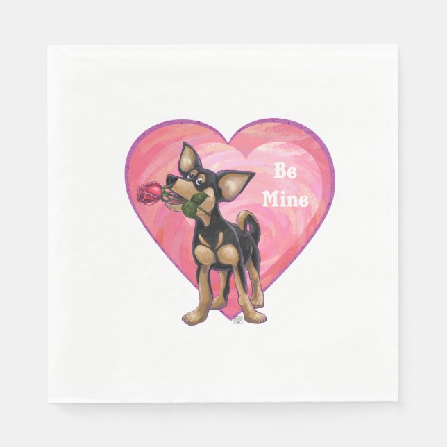 Serviette Jetable Chihuahua Saint-Valentin (Devant)