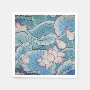 Serviette Jetable Chinoiserie Pastel Oriental Rose & Bleu Floral