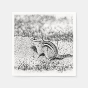 Serviette Jetable Chipmunk Sketch