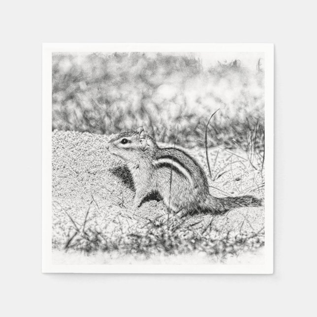 Serviette Jetable Chipmunk Sketch (Devant)