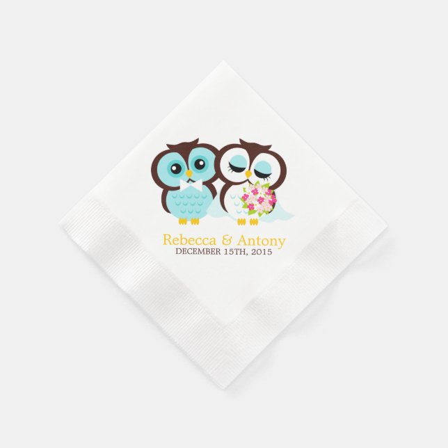 Serviette Jetable Chouettes mariages (Coin)