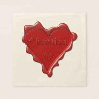 Serviette Jetable Chrétien. Coeur rouge sceau de cire avec le nom Ch