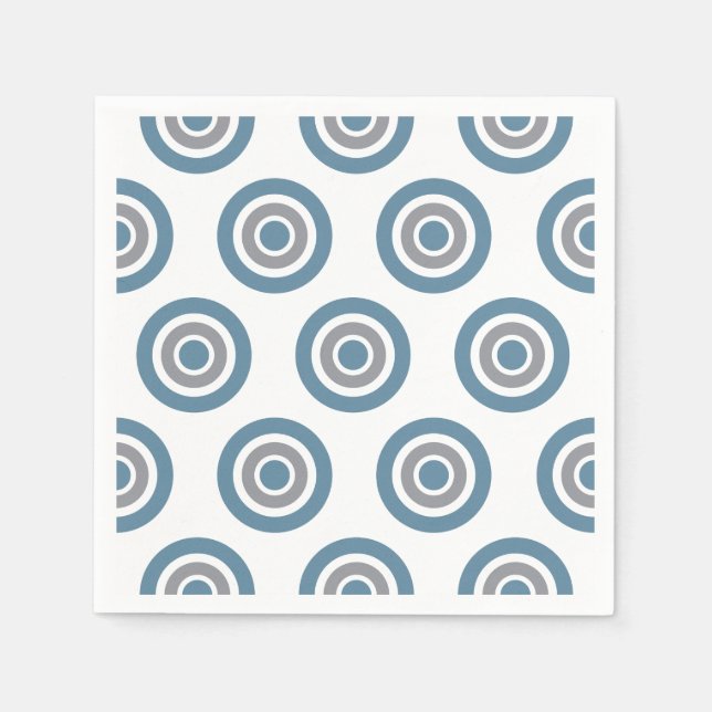 Serviette Jetable Cible Motif Bleu Gris Blanc Cocktail Napkins (Devant)