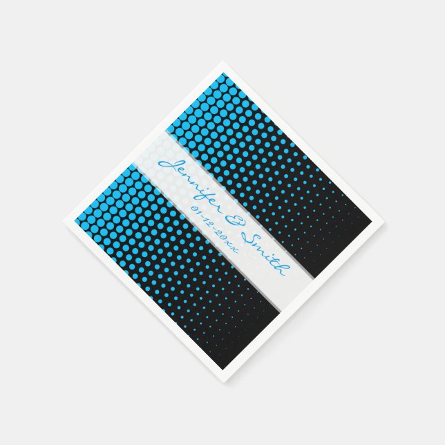 Serviette Jetable Ciel bleu Polka Point Noir moderne (Coin)