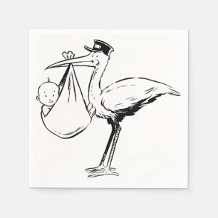 Serviette Jetable Cigogne tenant les serviettes de papier d'un béb