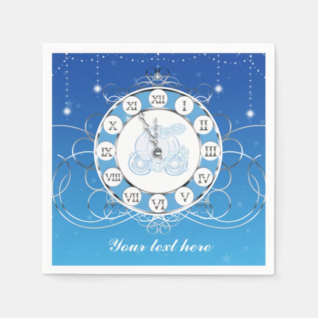 Serviette Jetable Cinderella Presque minuit Silver & Blue Party (Devant)