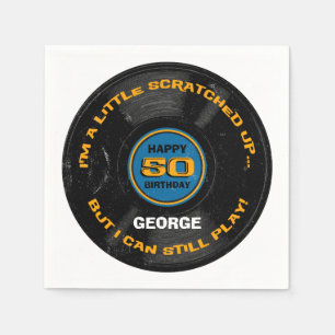 Serviette Jetable Cinquantième anniversaire rayé de disque