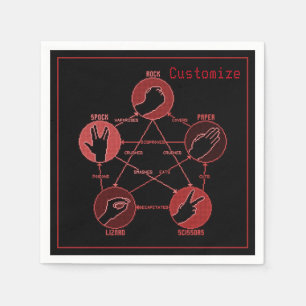 Serviette Jetable Ciseaux en papier rouge Lizard Spock serviettes