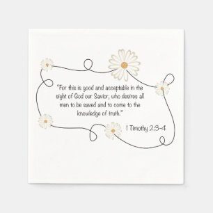 Serviette Jetable Citation chrétienne de bible de fleur de