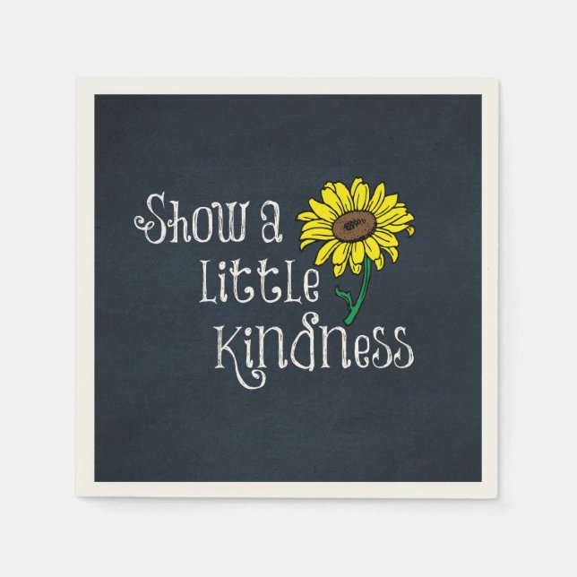 Serviette Jetable Citation de gentillesse inspirante avec tournesol (Devant)