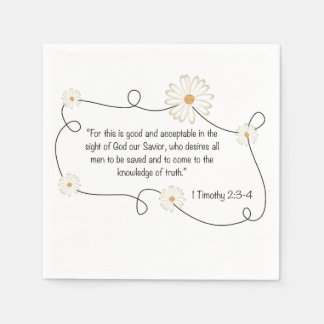 Serviette Jetable Citation de la Bible Fleur Christian Daisy