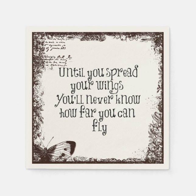 Serviette Jetable Citation inspirante : Étalez vos ailes et volez (Devant)