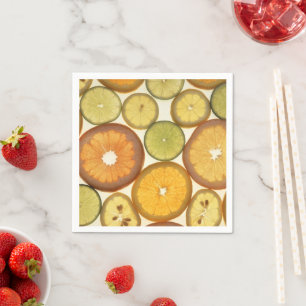 Serviette Jetable Citron, Orange, Lime, Agrumes, Fruits, Tranches de