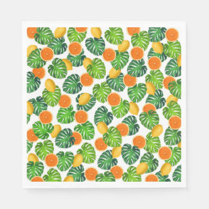 Serviette Jetable citrons oranges monstère blanc