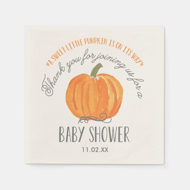 Serviette Jetable Citrouille d'automne | Baby shower Napkin (Devant)
