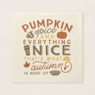 Serviette Jetable Citrouille épice typographique Autumn Cocktail Nap