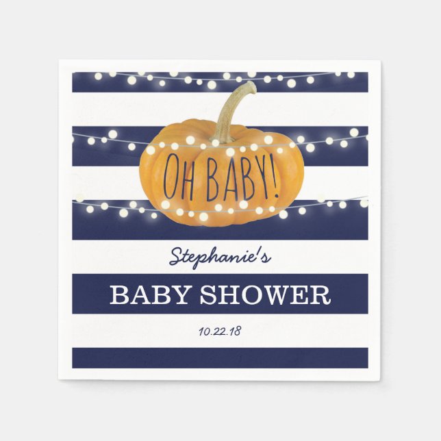 Serviette Jetable Citrouille Fall Chic Baby shower garçon Bleu (Devant)