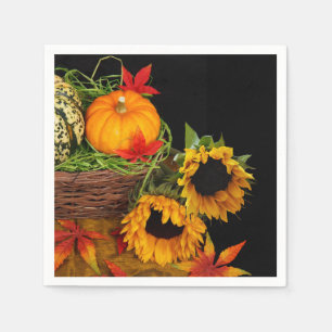 Serviette Jetable Citrouilles et tournesols