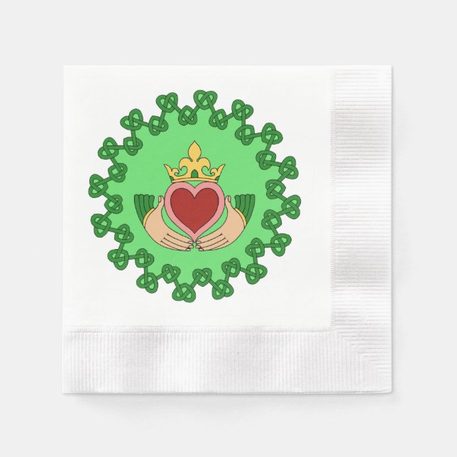 Serviette Jetable Claddagh et Green Knotwork (Devant)