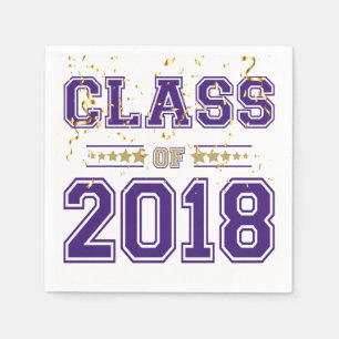 Serviette Jetable Classe de Grad Party Purple et Gold 2018