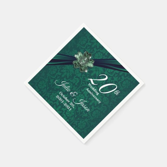 Serviette Jetable Classy 20th Emerald Mariage Anniversaire (Coin)