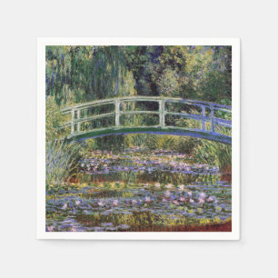 Serviette Jetable Claude Monet, nénuphars, pont japonais, jardin,
