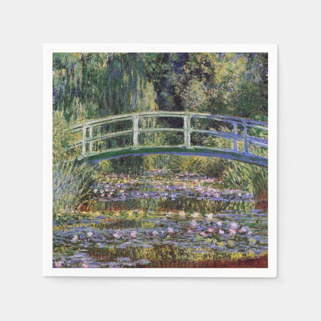 Serviette Jetable Claude Monet, nénuphars, pont japonais, jardin, (Devant)