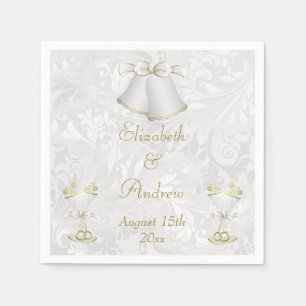 Serviette Jetable Cloches Mariages romantiques & Flutes Champagne