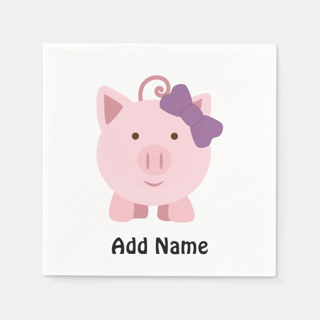 Serviette Jetable Cochon fille mignonne (Devant)