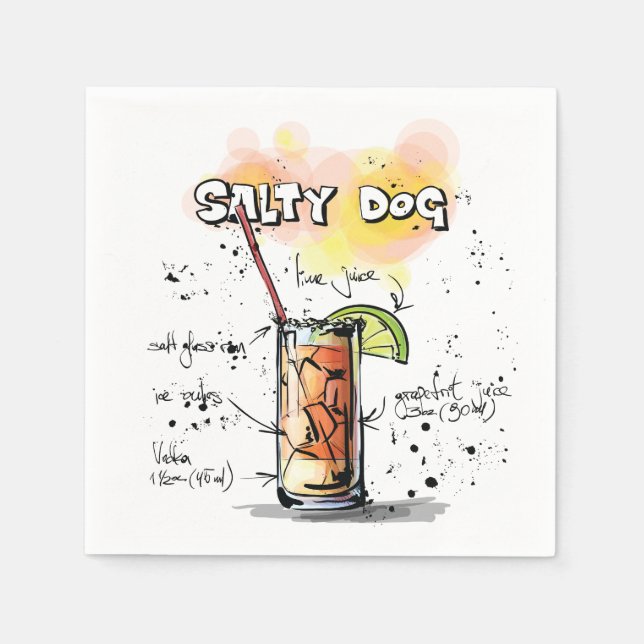 Serviette Jetable Cocktail de Cocktail de Chien Salé Napkin (Devant)