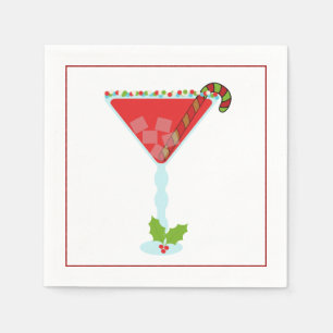 Serviette Jetable Cocktail de Noël Napkin avec martini, olive et